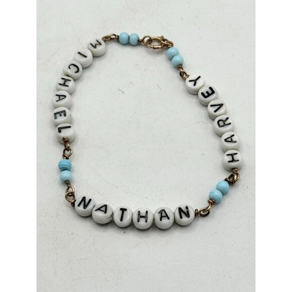 Vintage gold filled beaded name bracelet - Picture 2 of 4